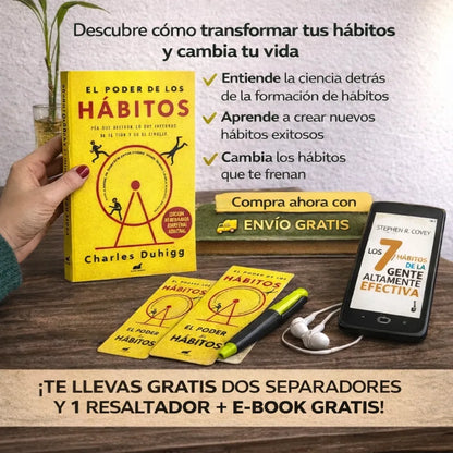 El Poder de los Hábitos (Libro Físico) 📘 E-book GRATIS + 2 Separadores + 1 Resaltador 📚✨