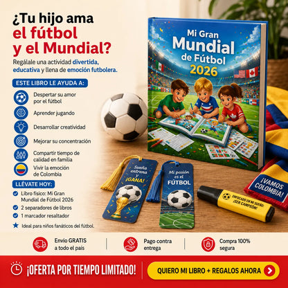 🏆 Mi Gran Mundial de Fútbol 2026 | Envío GRATIS a todo el país 🚚 Para niños que aman el fútbol, colorear, jugar y vivir la emoción del Mundial.