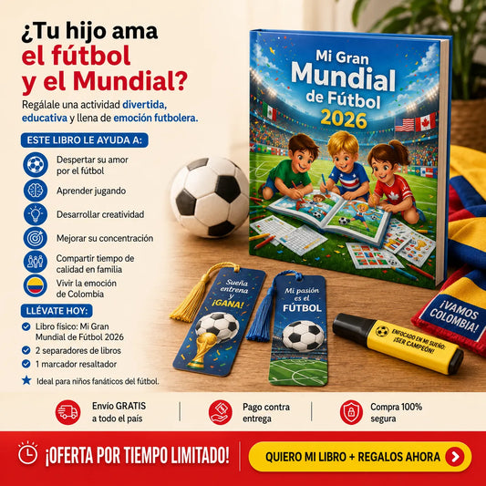 🏆 Mi Gran Mundial de Fútbol 2026 | Envío GRATIS a todo el país 🚚 Para niños que aman el fútbol, colorear, jugar y vivir la emoción del Mundial.