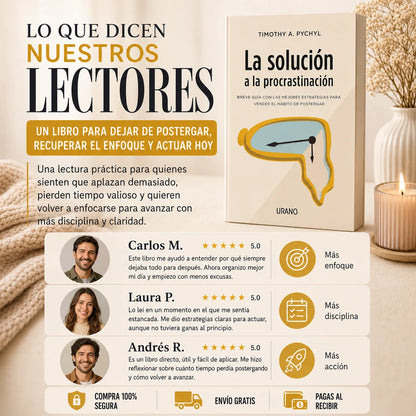 La Solución a la Procrastinación 📘⏰ + E-book GRATIS + 2 Separadores + 1 Resaltador ✨