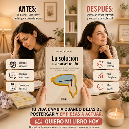 La Solución a la Procrastinación 📘⏰ + E-book GRATIS + 2 Separadores + 1 Resaltador ✨