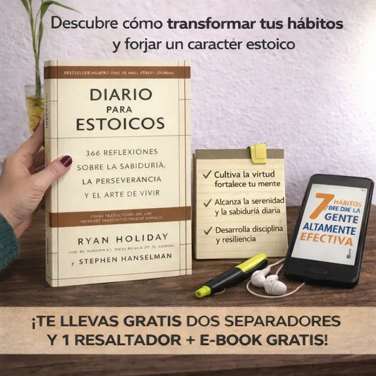 Diario para Estoicos + E-Book GRATIS + 2 Separadores + 1 Resaltador 🎁📚