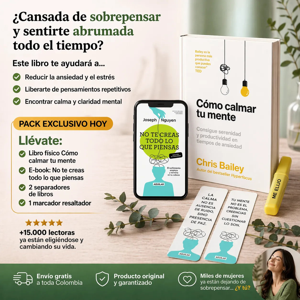 🧠 Cómo calmar tu mente + e-book gratis + 2 separadores + 1 resaltador 🎁