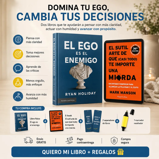 📘🔥 EL EGO ES EL ENEMIGO + 🎁 E-BOOK GRATIS + 2 SEPARADORES + 1 RESALTADOR