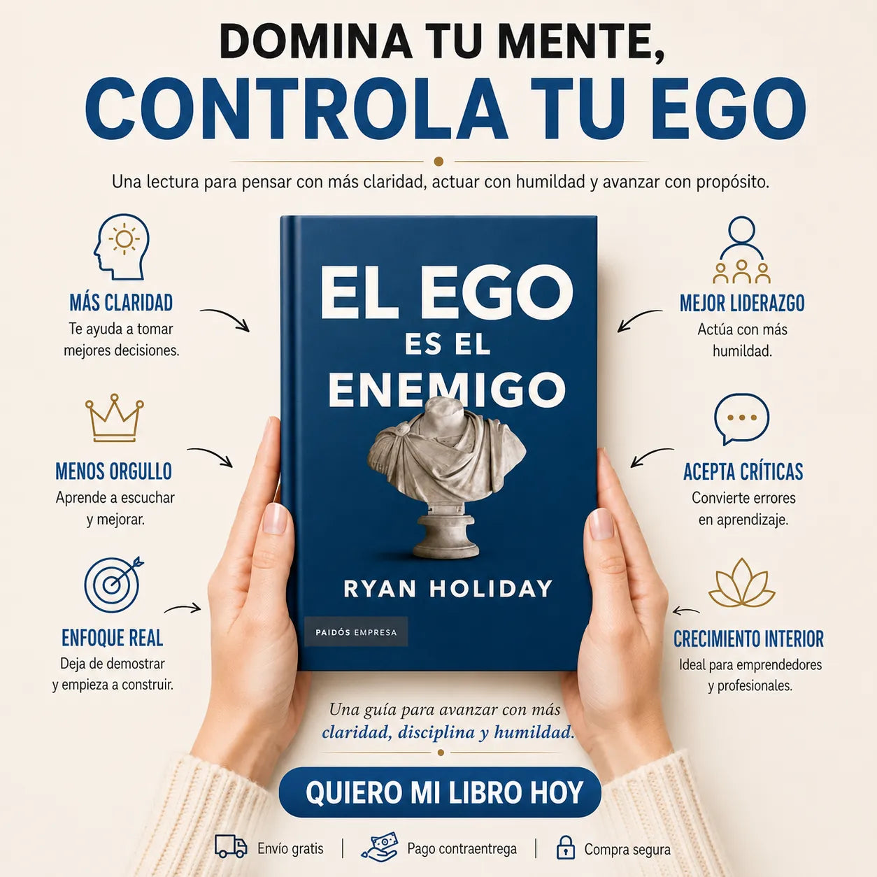 📘🔥 EL EGO ES EL ENEMIGO + 🎁 E-BOOK GRATIS + 2 SEPARADORES + 1 RESALTADOR