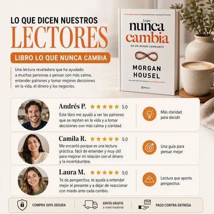📘 Libro Lo que nunca cambia + E-book GRATIS 🎁 | 2 Separadores + 1 Resaltador para pensar mejor