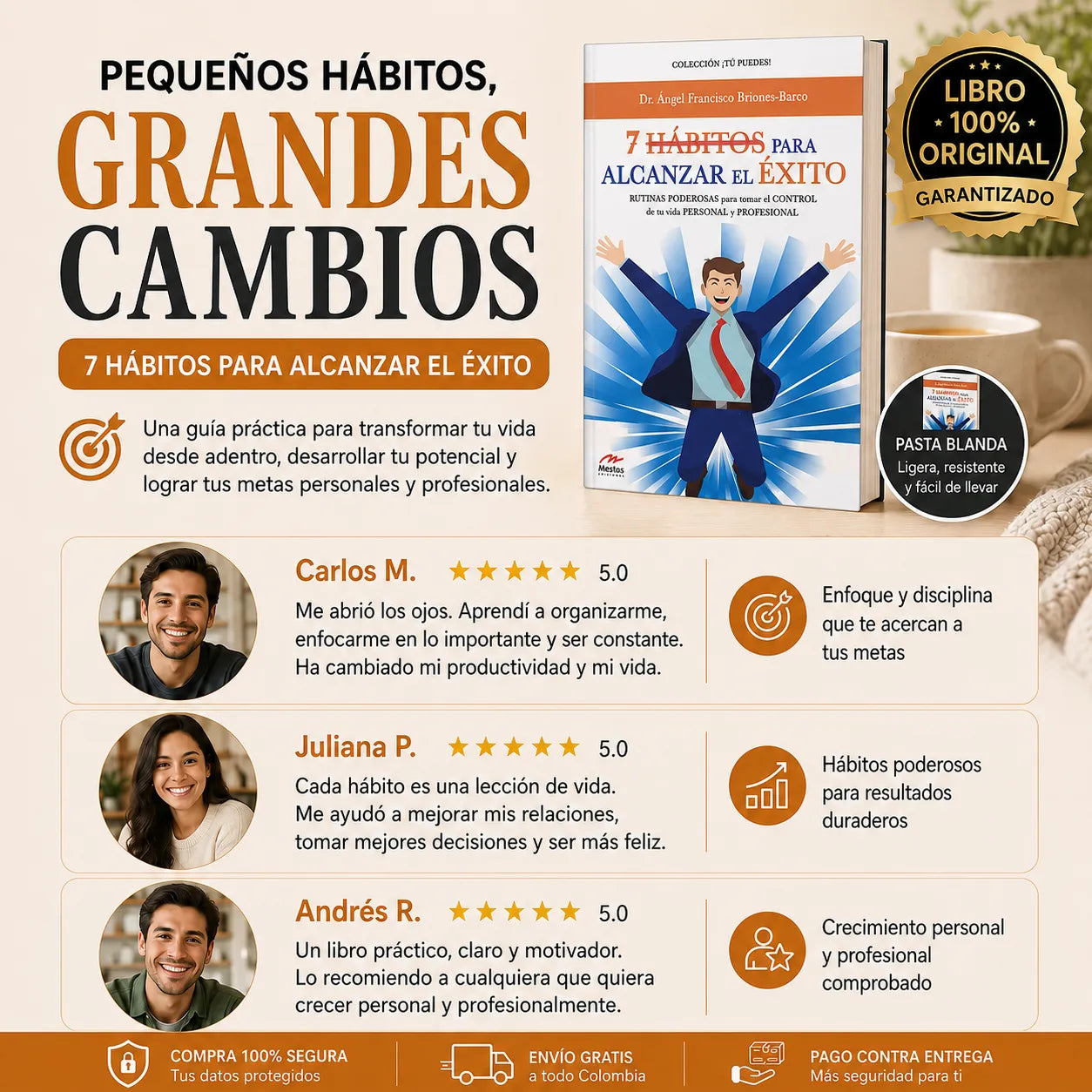 🎯 7 HÁBITOS PARA ALCANZAR EL ÉXITO + E-BOOK GRATIS 🎁 + 2 SEPARADORES 🔖 + 1 RESALTADOR ✨