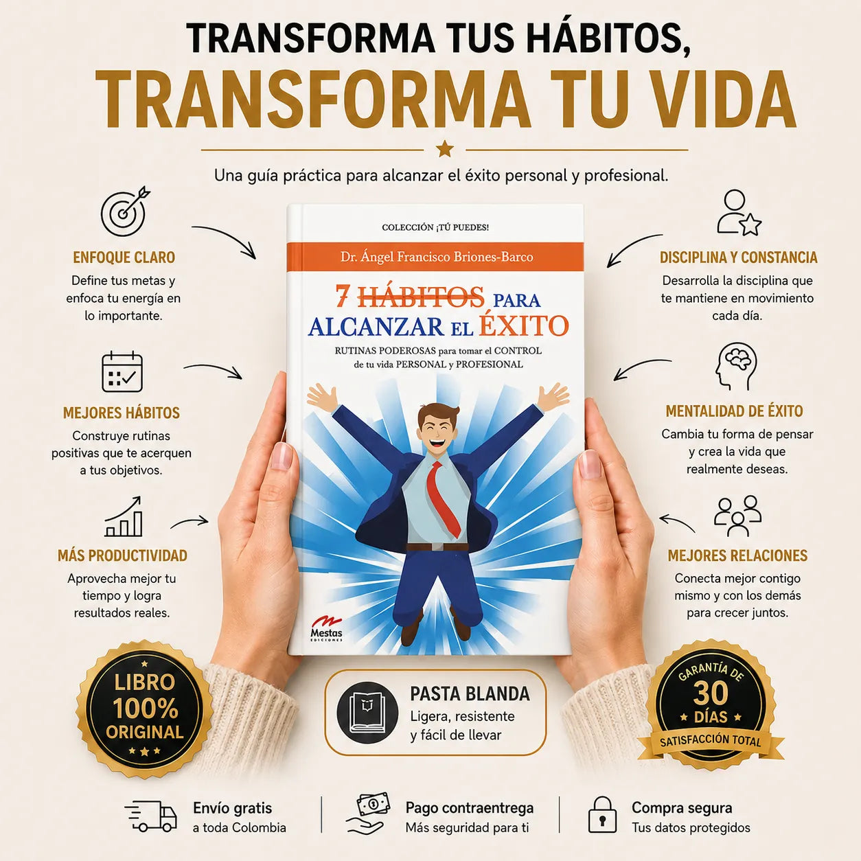 🎯 7 HÁBITOS PARA ALCANZAR EL ÉXITO + E-BOOK GRATIS 🎁 + 2 SEPARADORES 🔖 + 1 RESALTADOR ✨
