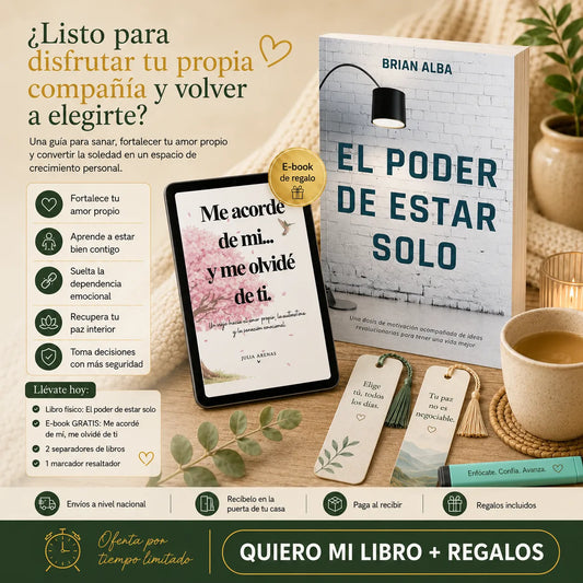 💙 Convierte la Soledad en Tu Mayor Fortaleza 📘 El poder de estar solo + E-book + 2 separadores + resaltador de regalo 🎁
