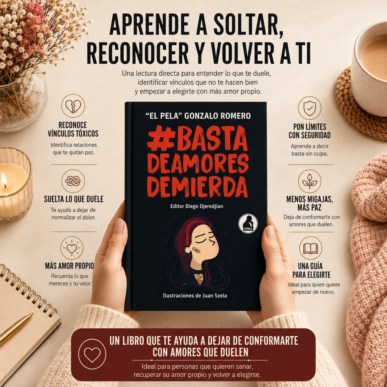 #Basta de Amores de Mierda: Elige tu paz hoy 💔 + 2 separadores + 1 marcador +  E-books 🎁