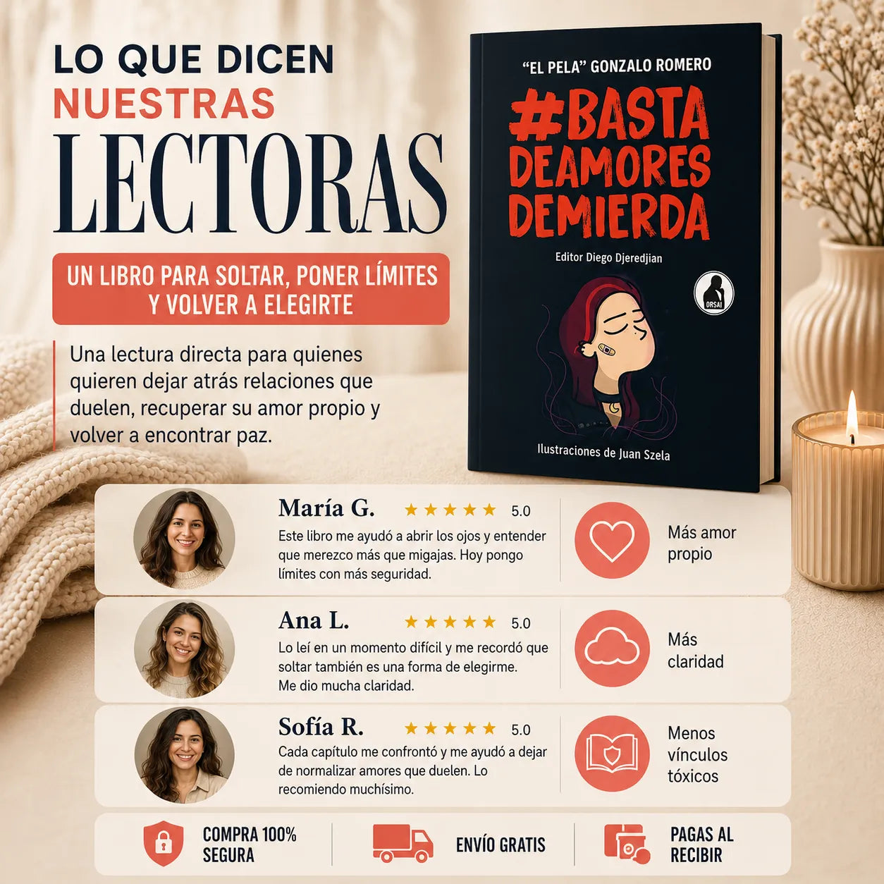 #Basta de Amores de Mierda: Elige tu paz hoy 💔 + 2 separadores + 1 marcador +  E-books 🎁
