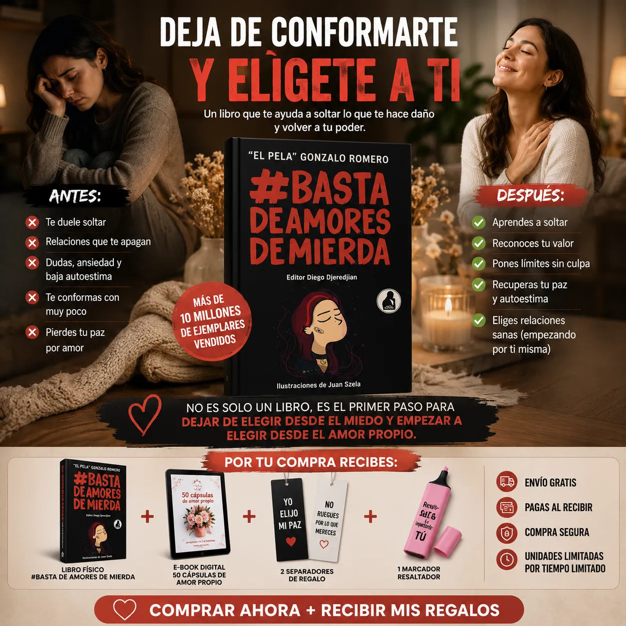#Basta de Amores de Mierda: Elige tu paz hoy 💔 + 2 separadores + 1 marcador +  E-books 🎁