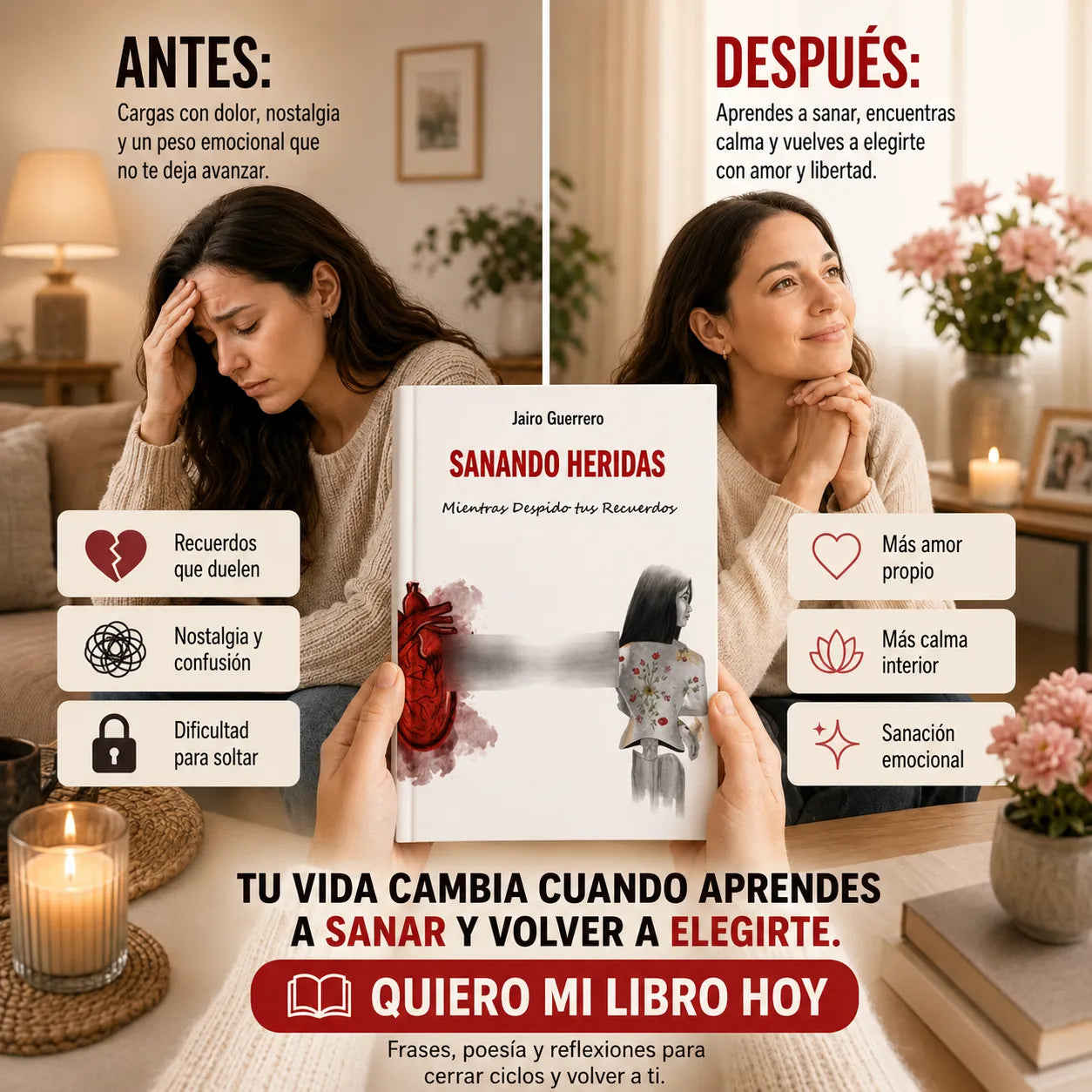 Sanando Heridas ❤️‍🩹 + E-book Gratis “De Mí Para Mí” + 2 Separadores + 1 Resaltador 🎁📚