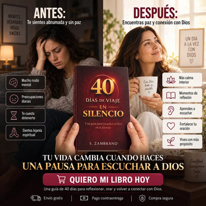 📕 40 Días de Viaje en Silencio 🙏 + E-Book 365 Días con Dios  🎁 + 2 Separadores 📖 + 1 Resaltador 🖍️
