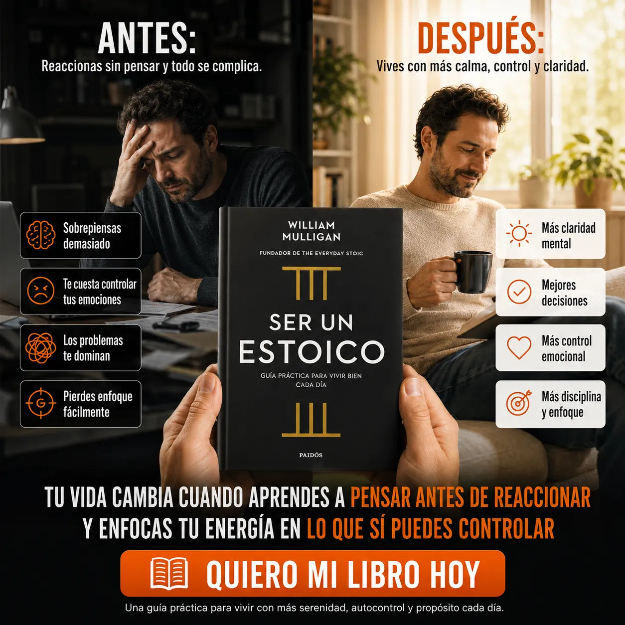 🧠 Ser un Estoico: Aprende a Controlar tu Mente + E-book Gratis + 2 Separadores + Resaltador