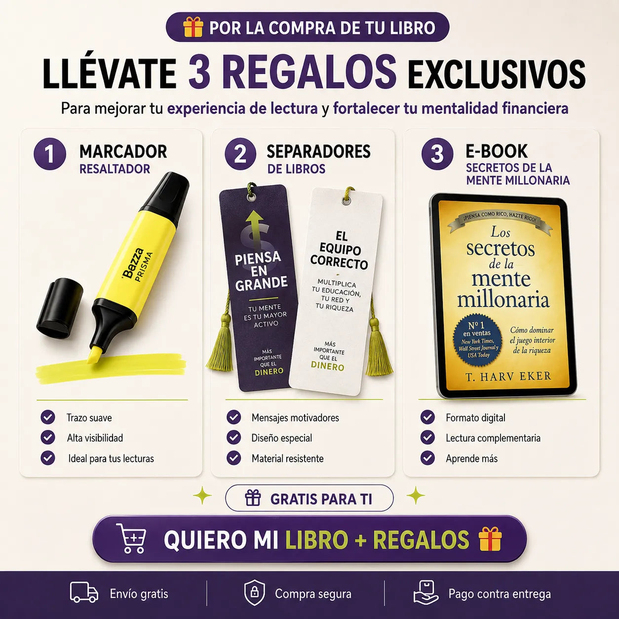 📖 Más Importante que el Dinero 💰 + E-book GRATIS 🎁 + 2 Separadores 🔖 + 1 Resaltador 🖍️