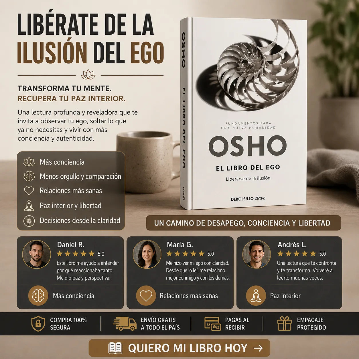🧘‍♂️ El Libro del Ego de Osho +Llévate 2 separadores + 1 resaltador de regalo 🎁