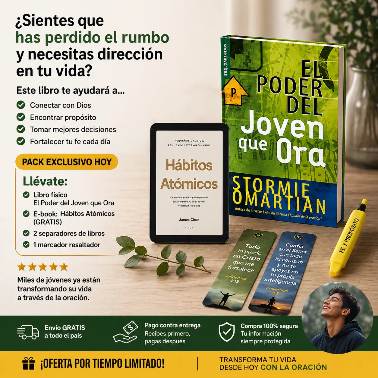 Cambia tu Vida Desde Hoy 🙏 | El Poder del Joven que Ora + Ebook GRATIS 📕 + 2 Separadores + Marcador 🖍️