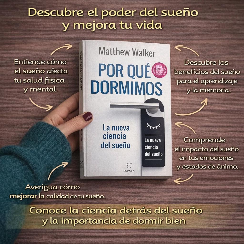 📘 Libro “Por qué dormimos” + E-Book GRATIS 🎁 + 2 Separadores ✨ + 1 Resaltador 🖍️