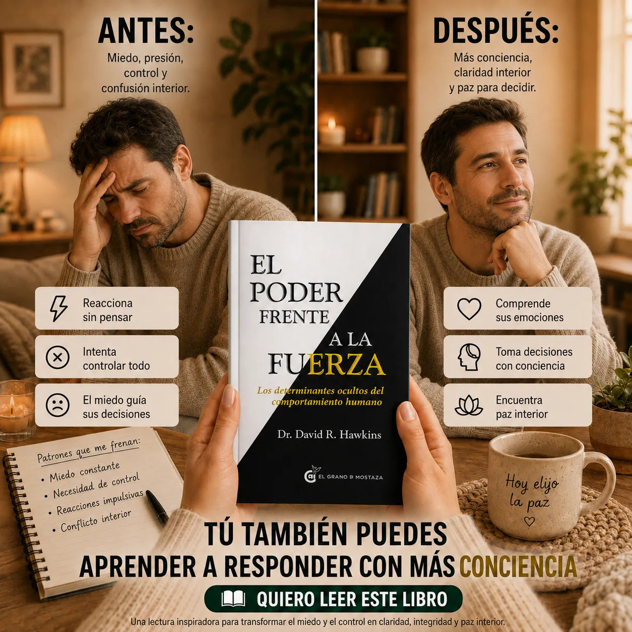 🧠 Transforma tu Mente Con 📖 El Poder Frente a la Fuerza 🎁 Llévate e-book + 2 separadores + 1 resaltador GRATIS