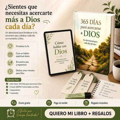 365 Días para Acercarse a Dios 🙏📖 + E-book “Cómo Hablar con Dios” GRATIS 🎁 + 2 Separadores 🔖 + 1 Resaltador ✨