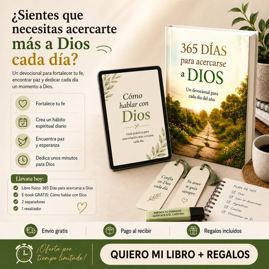 365 Días para Acercarse a Dios 🙏📖 + E-book “Cómo Hablar con Dios” GRATIS 🎁 + 2 Separadores 🔖 + 1 Resaltador ✨