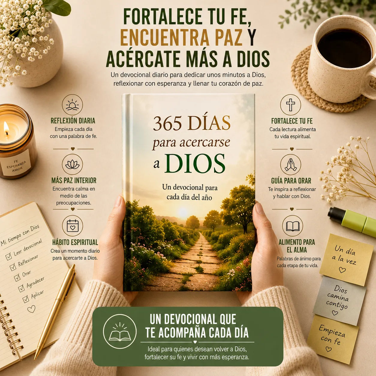 365 Días para Acercarse a Dios 🙏📖 + E-book “Cómo Hablar con Dios” GRATIS 🎁 + 2 Separadores 🔖 + 1 Resaltador ✨