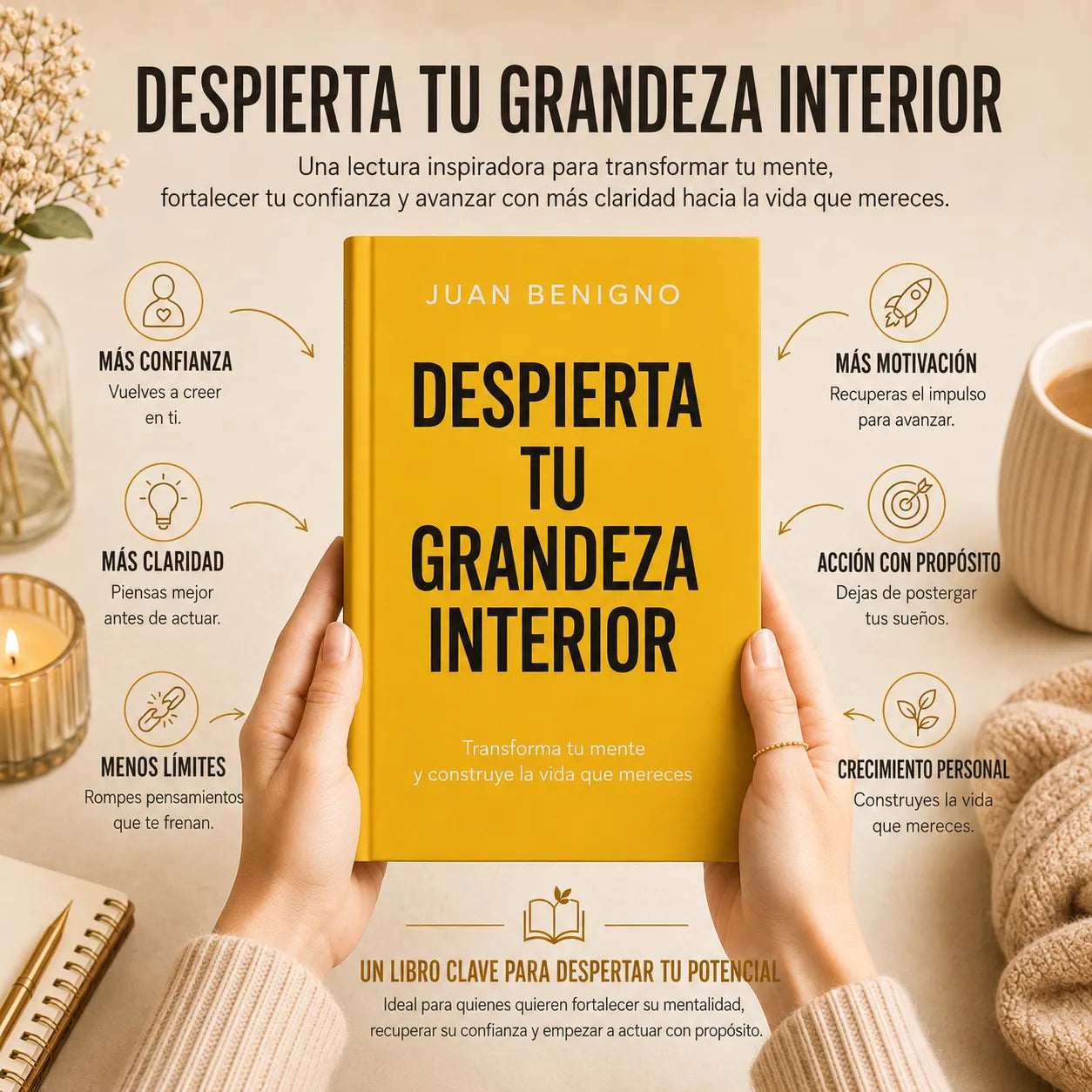 🌟 Activa Tu Mejor Versión Hoy Despierta Tu Grandeza Interior + E-book gratis + 2 separadores + 1 resaltador ✨