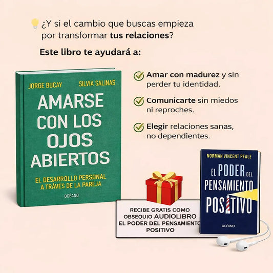 📘 Amarse con los Ojos Abiertos 💚 🎧 + Audiolibro El Poder del Pensamiento Positivo 🔖 + 2 Separadores 🖍️ + Marcador 🎁 ¡GRATIS!