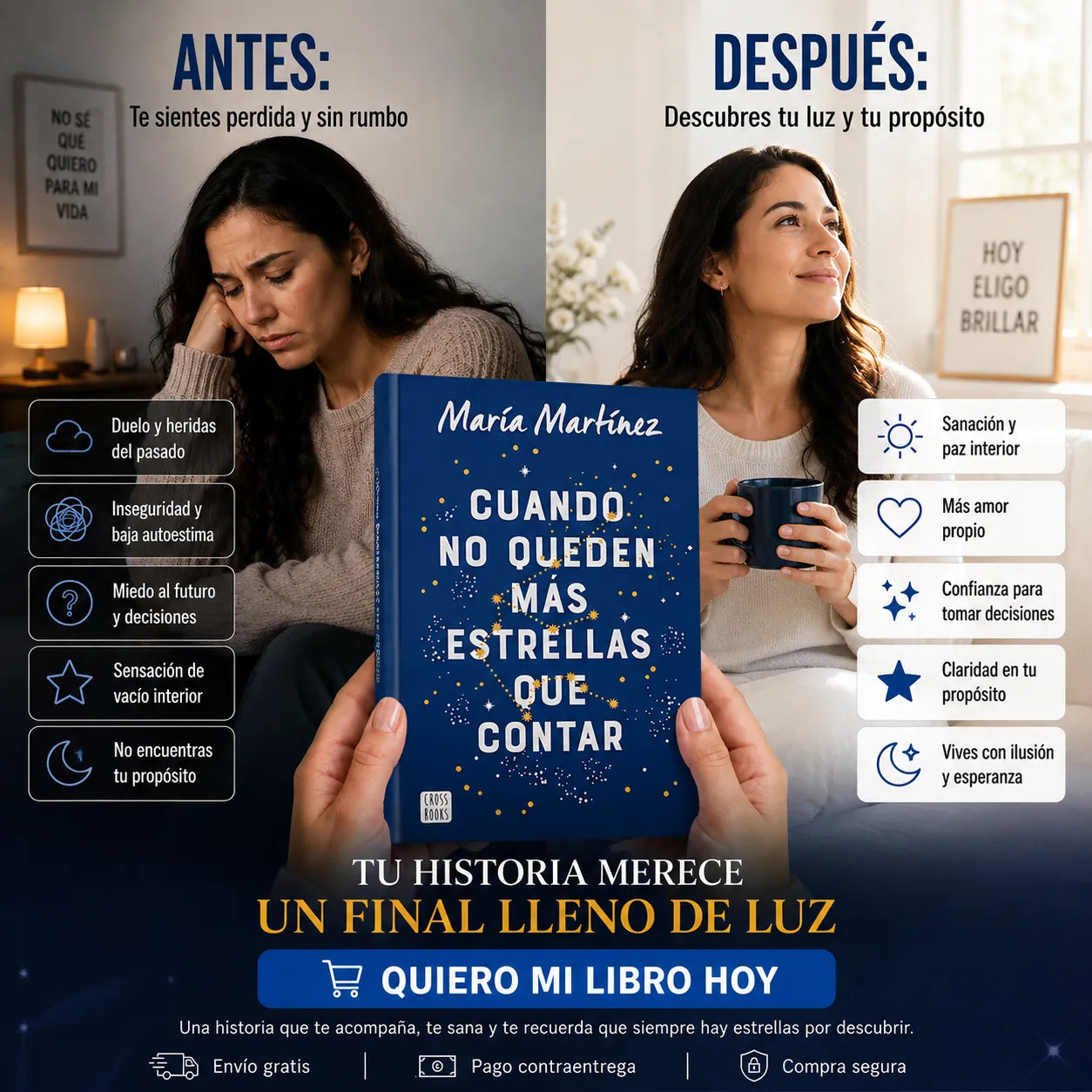 🌟 CUANDO NO QUEDEN MÁS ESTRELLAS QUE CONTAR 💙 + E-BOOK  🎁 + 2 SEPARADORES 🔖 + 1 RESALTADOR