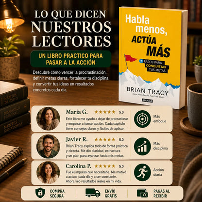 🚀 Habla Menos, Actúa Más: El Combo para Conquistar tus Metas 🎯  Incluye el libro físico + e-book  📲 + 2 separadores 🔖 + 1 resaltador
