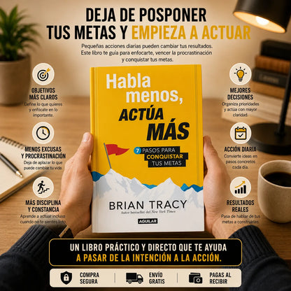 🚀 Habla Menos, Actúa Más: El Combo para Conquistar tus Metas 🎯  Incluye el libro físico + e-book  📲 + 2 separadores 🔖 + 1 resaltador