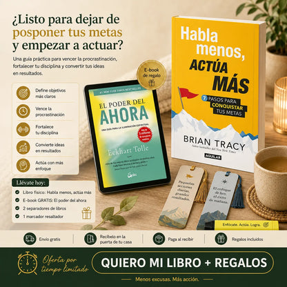 🚀 Habla Menos, Actúa Más: El Combo para Conquistar tus Metas 🎯  Incluye el libro físico + e-book  📲 + 2 separadores 🔖 + 1 resaltador