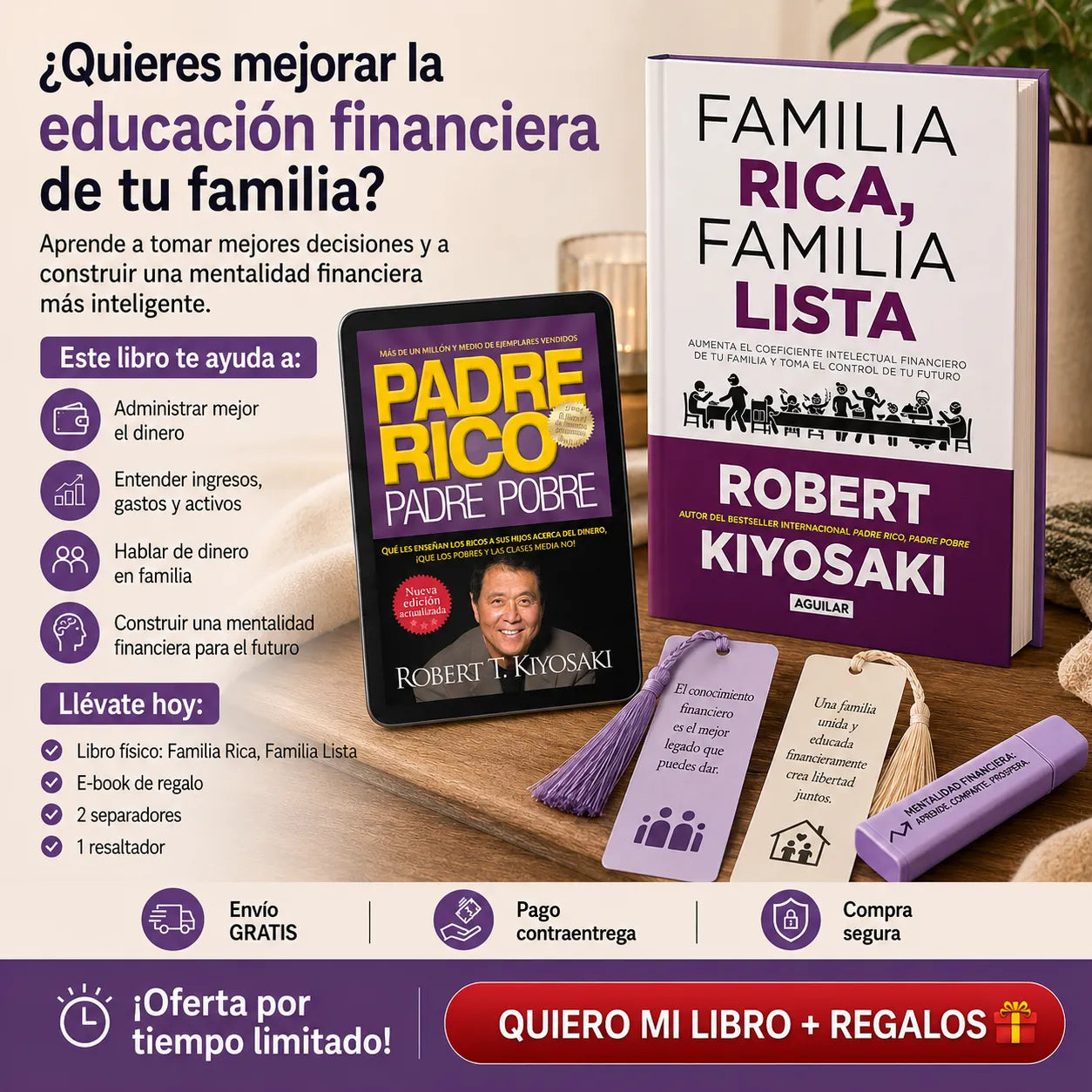 👨‍👩‍👧‍👦 CAMBIA EL FUTURO FINANCIERO DE TU FAMILIA. FAMILIA RICA, FAMILIA LISTA 🎁 E-book GRATIS + 2 Separadores + 1 Resaltador 📚✨