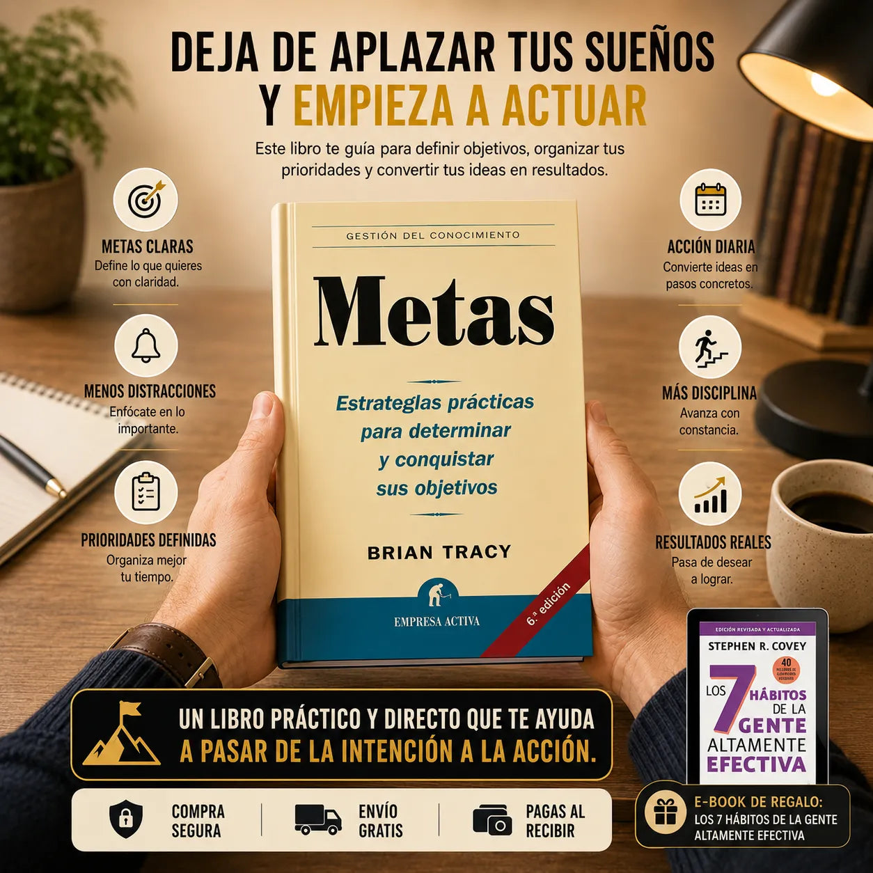 🎯 Convierte tus sueños en resultados con “Metas” de Brian Tracy 📘 + E-booK 📲 + 2 Separadores 🔖 + 1 Resaltador GRATIS 🖍️🎁