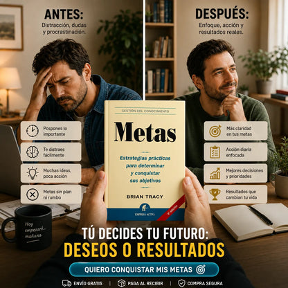 🎯 Convierte tus sueños en resultados con “Metas” de Brian Tracy 📘 + E-booK 📲 + 2 Separadores 🔖 + 1 Resaltador GRATIS 🖍️🎁