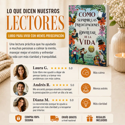 Recupera tu Calma Mental 🌿 📘 Cómo Suprimir las Preocupaciones y Disfrutar de la Vida + E-book GRATIS🎁 + 2 Separadores + Resaltador