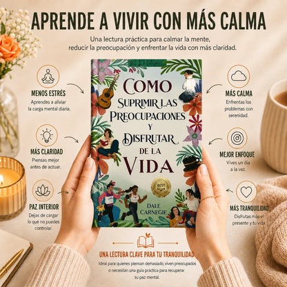 Recupera tu Calma Mental 🌿 📘 Cómo Suprimir las Preocupaciones y Disfrutar de la Vida + E-book GRATIS🎁 + 2 Separadores + Resaltador