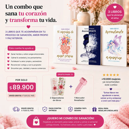 💗 Combo Amor Propio: 3 Libros para Sanar y Volver a Ti  🚚 Envío gratis + 🎁 2 separadores de regalo + 🖍️ 1 marcador resaltador