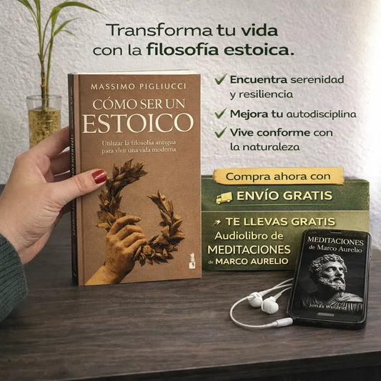Cómo Ser un Estoico + 🎧 Audiolibro Meditaciones + 📑 2 Separadores + 🖊 Marcador