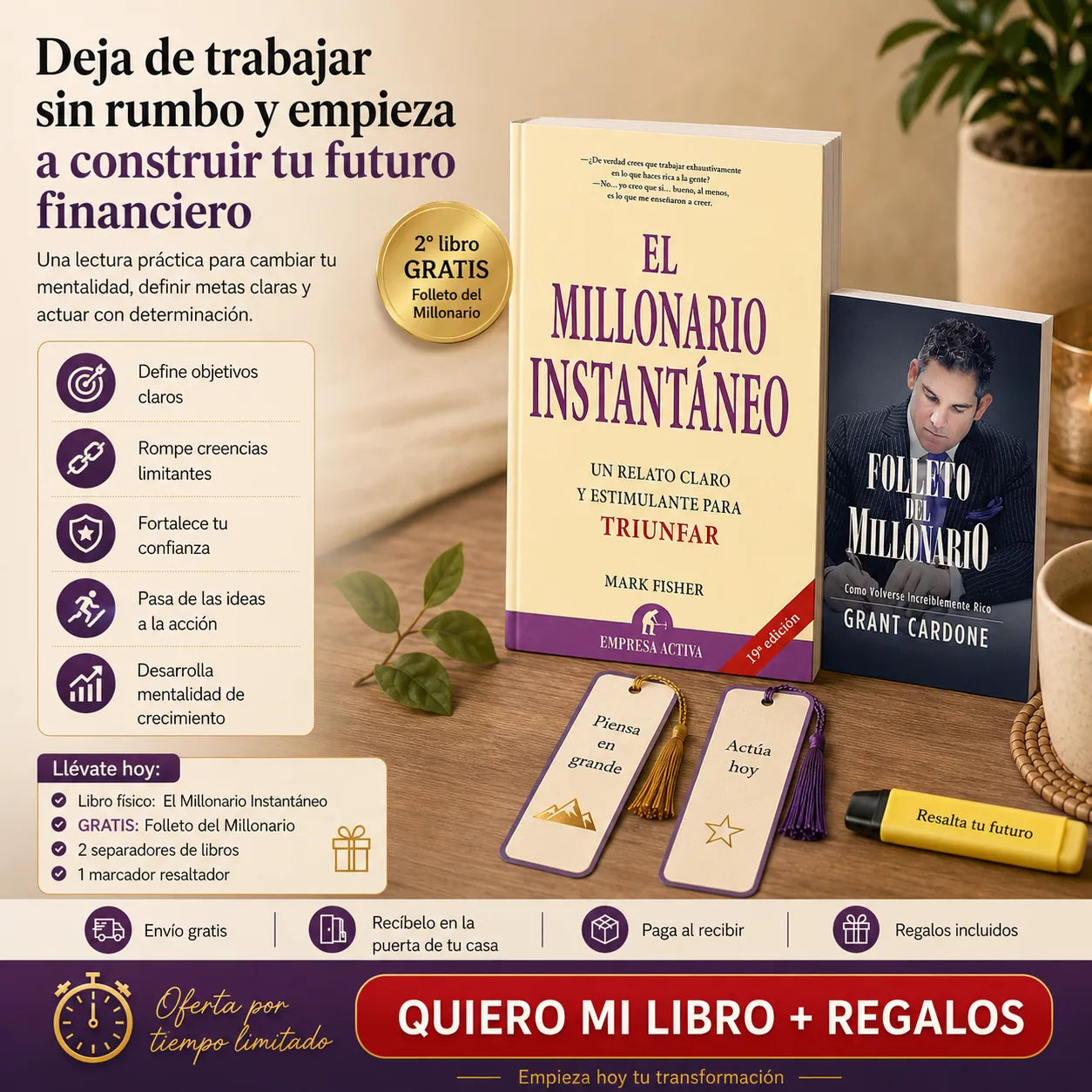 💰📚 ¡ACTIVA TU MENTALIDAD MILLONARIA! El Millonario Instantáneo + Folleto del Millonario GRATIS + 2 Separadores + 1 Resaltador 🎁