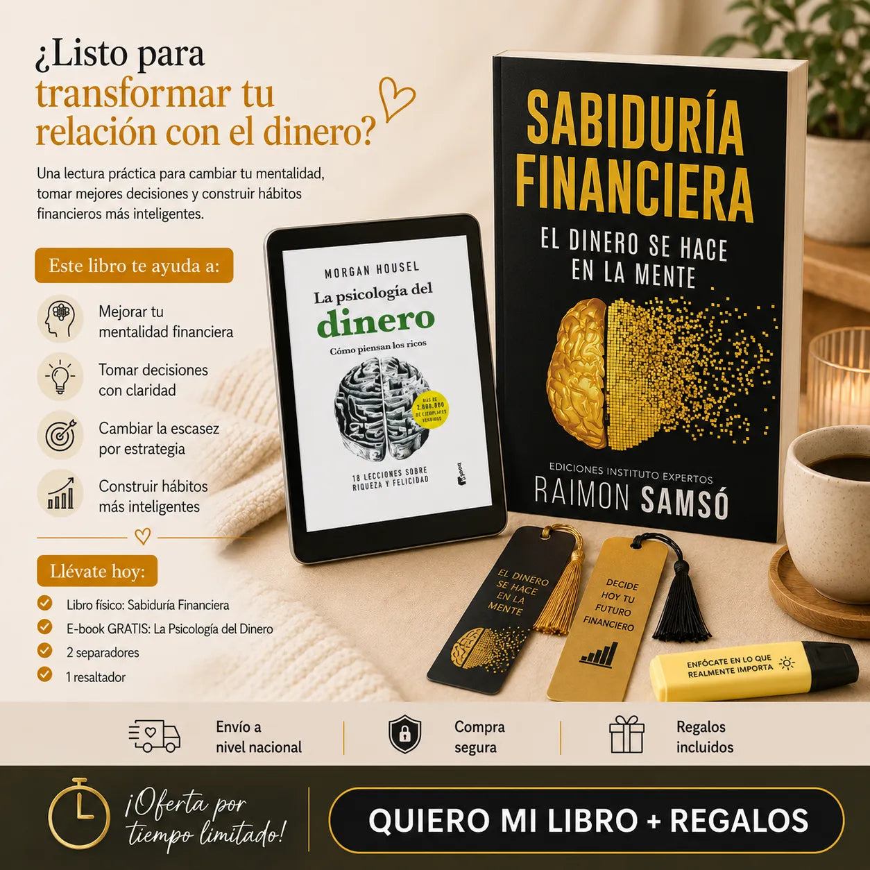Transforma tu relación con el dinero 💸📘 | Sabiduría Financiera + E-book GRATIS + 2 Separadores 🔖 + 1 Resaltador