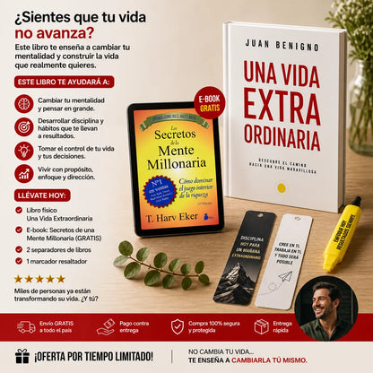 🚨 De estar estancado a transformar tu vida Con Una Vida Extraordinaria + 🎁 E-Book GRATIS + 2 Separadores + 1 Resaltador