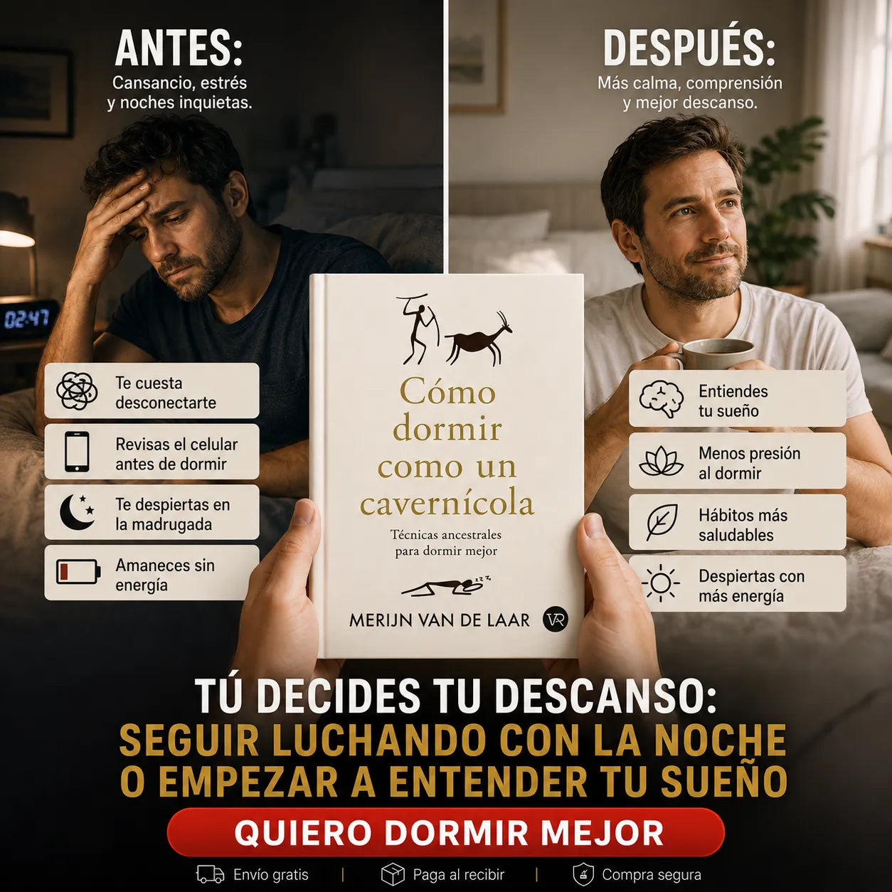 Cómo dormir como un cavernícola + E-book GRATIS + 2 separadores + 1 resaltador 🎁🚚