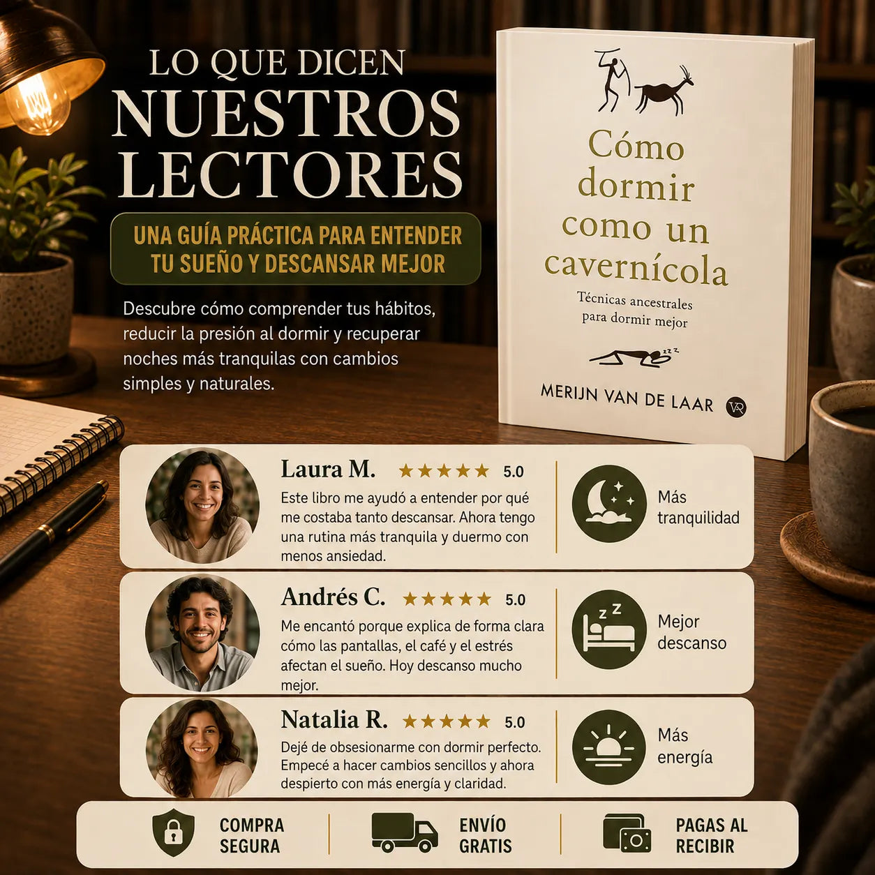 Cómo dormir como un cavernícola + E-book GRATIS + 2 separadores + 1 resaltador 🎁🚚