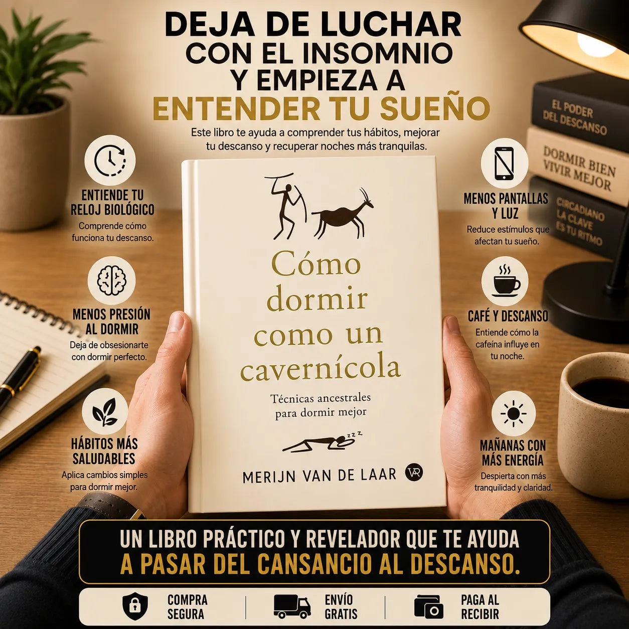 Cómo dormir como un cavernícola + E-book GRATIS + 2 separadores + 1 resaltador 🎁🚚