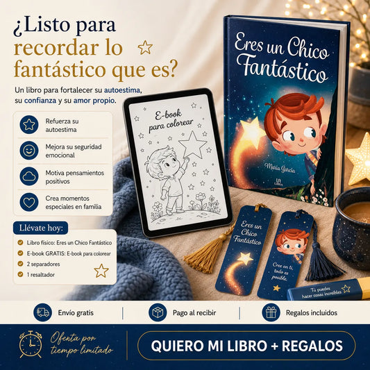 Eres un Chico Fantástico: Kit de Confianza para tu Hijo 💙📚 Incluye libro físico + e-book digital para colorear + 2 separadores + 1 resaltador 🎁