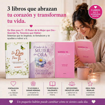 💖 3 Libros Que Abrazan Tu Alma — De Dios Para Ti + El Poder de la Mujer que Ora + Querida Yo