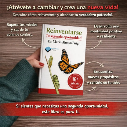 📘 REINVENTARSE TU SEGUNDA OPORTUNIDAD 🎁 Llévate GRATIS: 🎧 Audiolibro Cómo lograr lo que te propones 🔖 2 separadores de libros 🖍 1 marcador resaltador