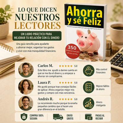📚 Ahorra y sé Feliz: Aprende a Cuidar tu Dinero + E-book Gratis + 2 Separadores + 1 Resaltador 🎁📖